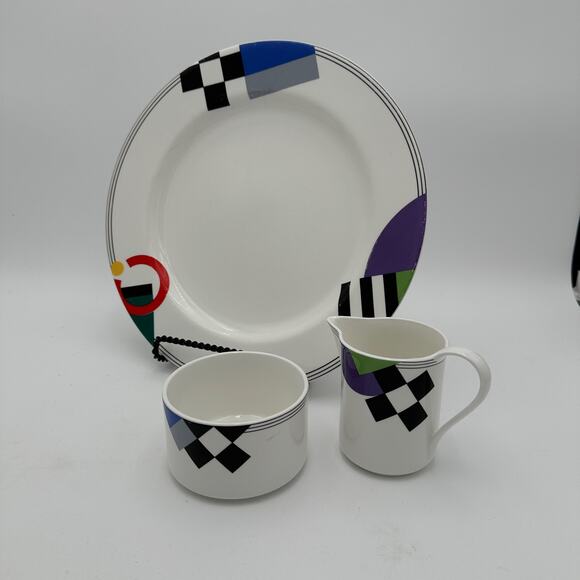 Vintage Cream and Sugar Mikasa High Spirits Postmodern 90s Geometric - Picture 5 of 6